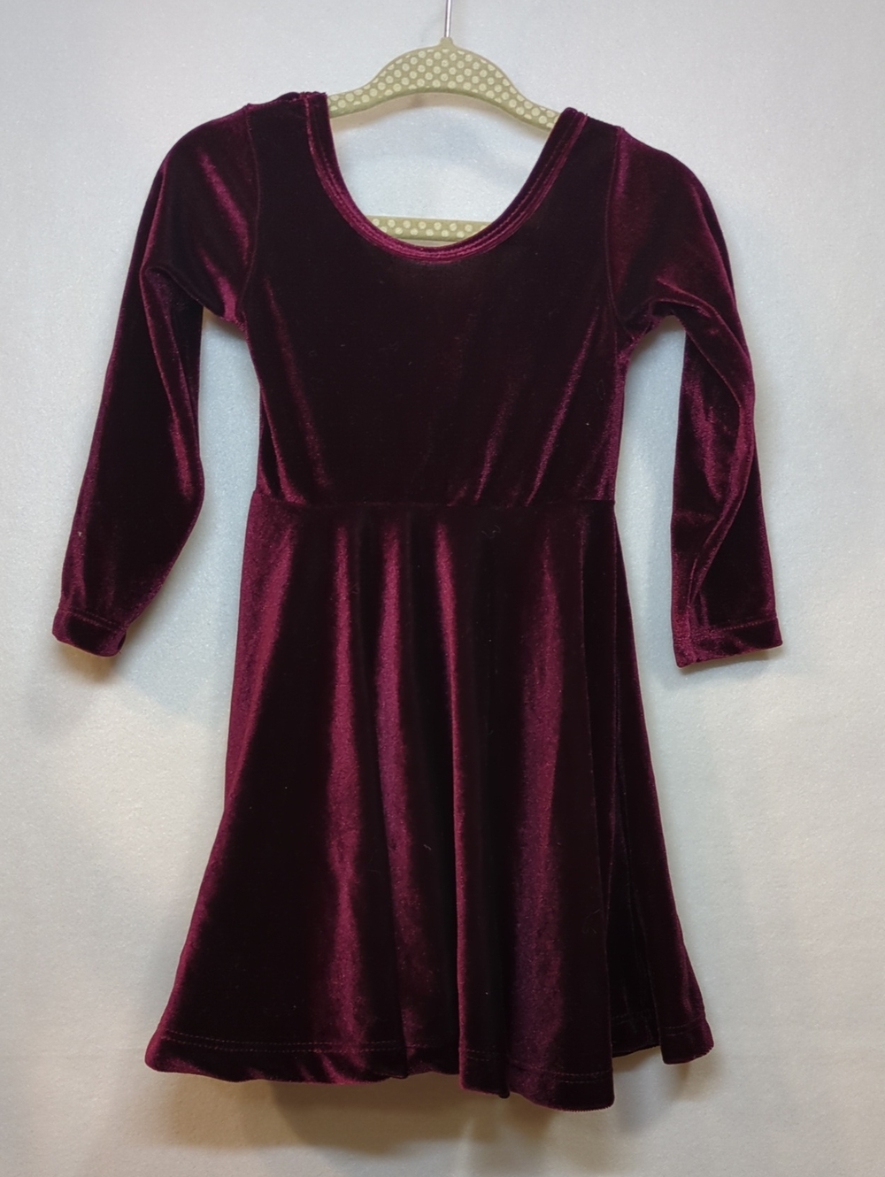 Bumbelou Girls' Velvet Long-Sleeve Dress - Burgundy